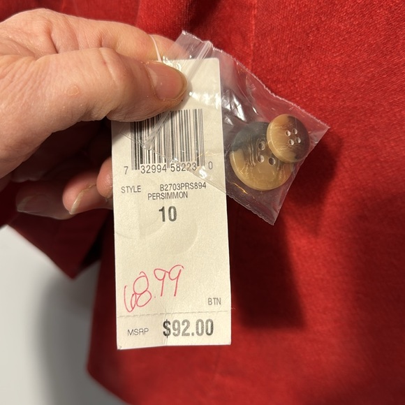 Statements Jacket Orange Velour Fully Lined Size 10 NWT - Picture 14 of 14